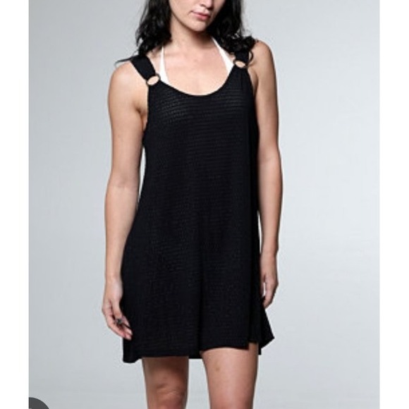 J Valdi Other - J Valdi sleeveless ring tank Black Coverup Dress Swim Women SZ M vacation Pool